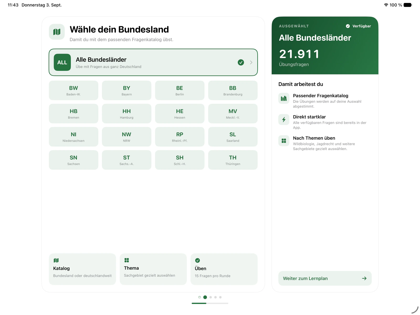 Federal-state selection in MeinJagdschein