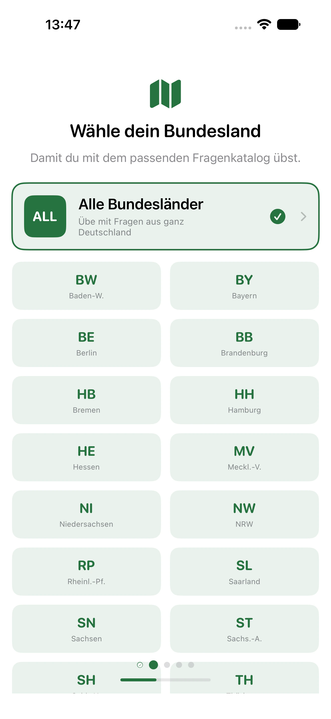 Federal-state selection in MeinJagdschein