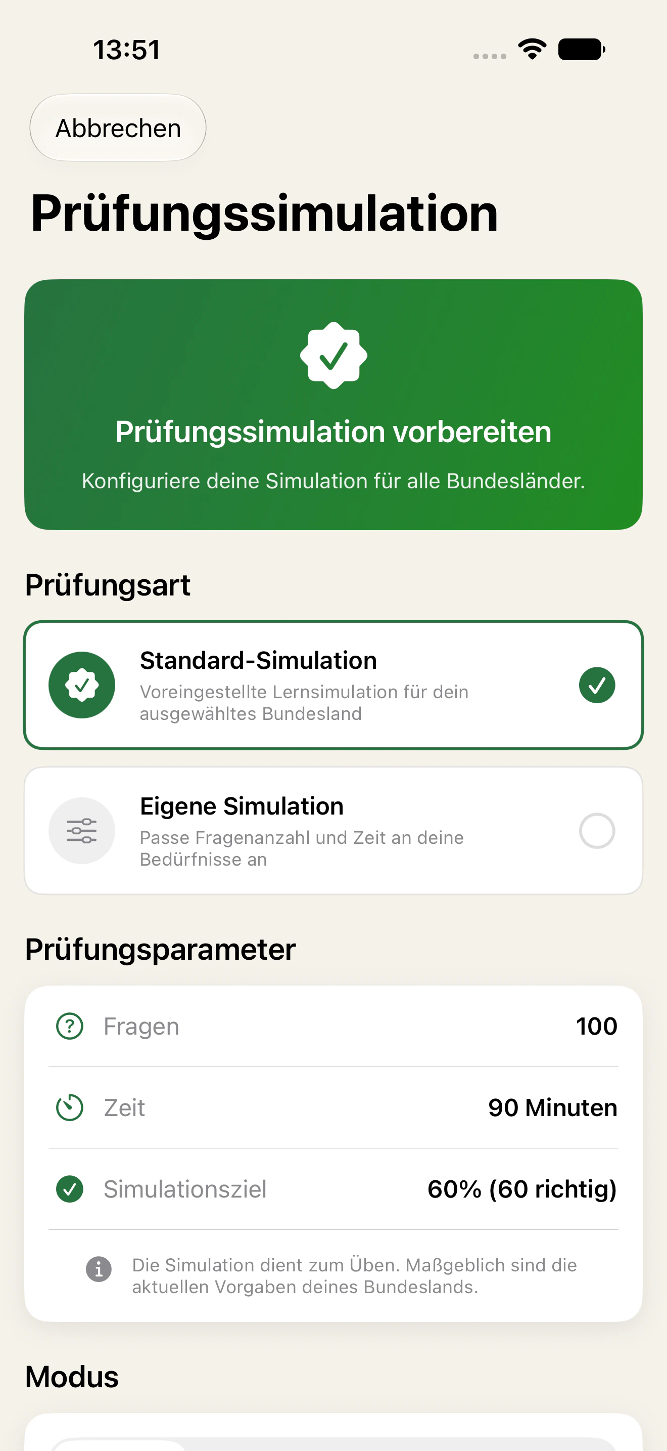 Exam simulation in MeinJagdschein